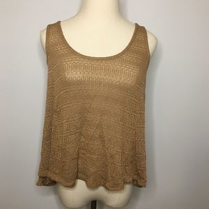 CHLOE & KATIE Tan High Low Tank Top, Medium